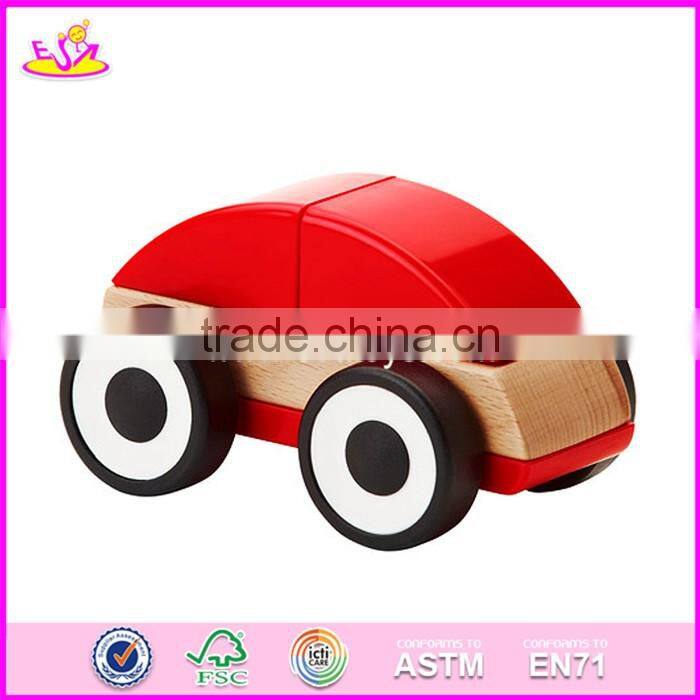 2017 new design cartoon baby wooden toy vehicles for sale W04A338