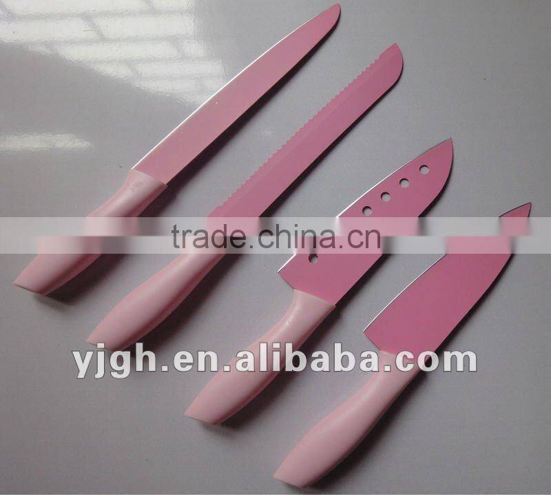 4pcs non-stick pp handle color knife set