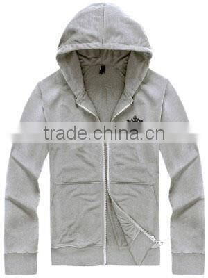 Custom mens' printing cotton fleece hoody jacket