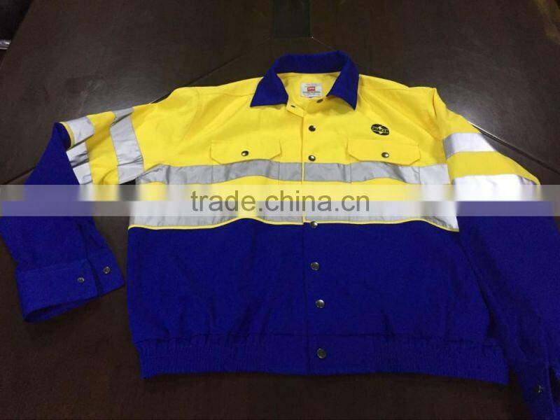 High quality men's reflective overall blue wear rough workwear