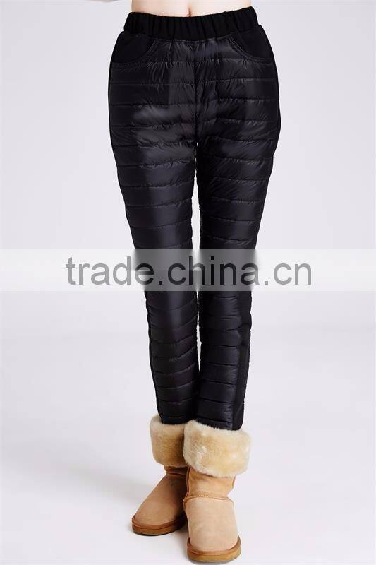 red woman down pants