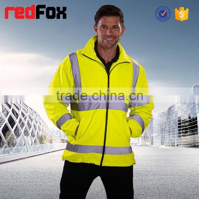 no hood hi vis traffic orange safety fleece jacket