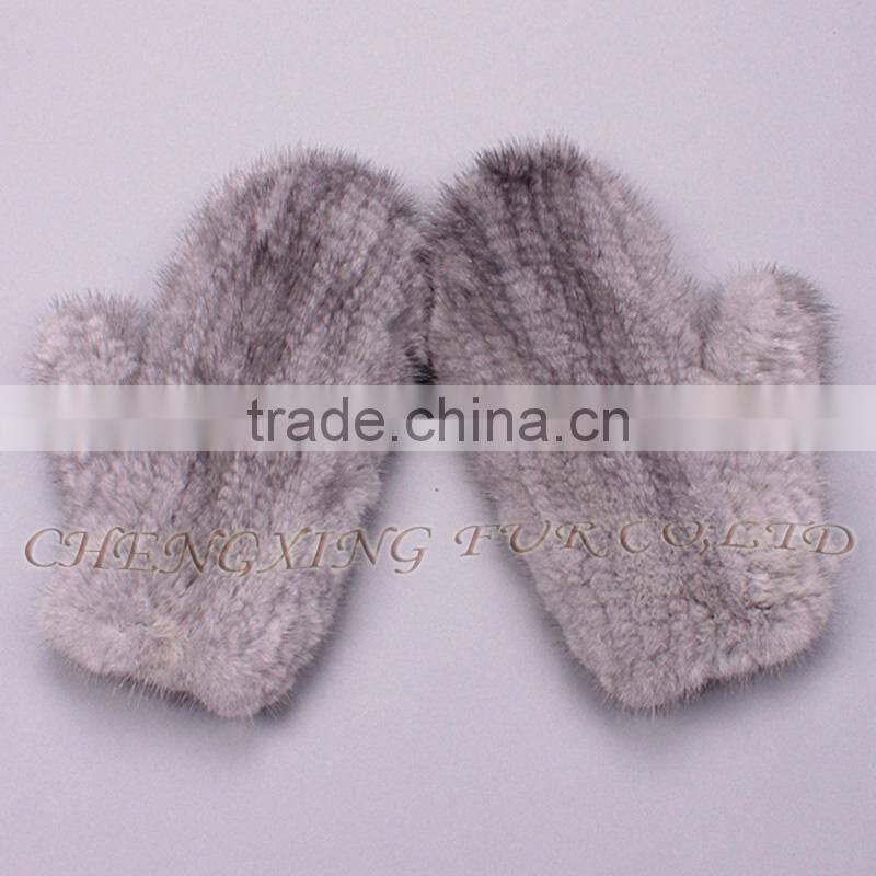 CX-A-60Q 2016 Wholesale Genuine Knitted Mink Fur Gloves