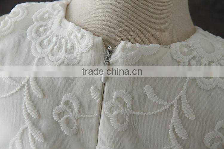 New arrival summer baby clothes White Embroidery Flower Lovely Lace Net 0-2 Years old party dress baby first Communion dresses