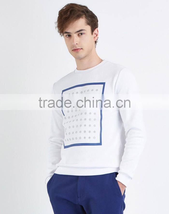 Warm stylish crew neck white long sleeve vintage sweatshirts