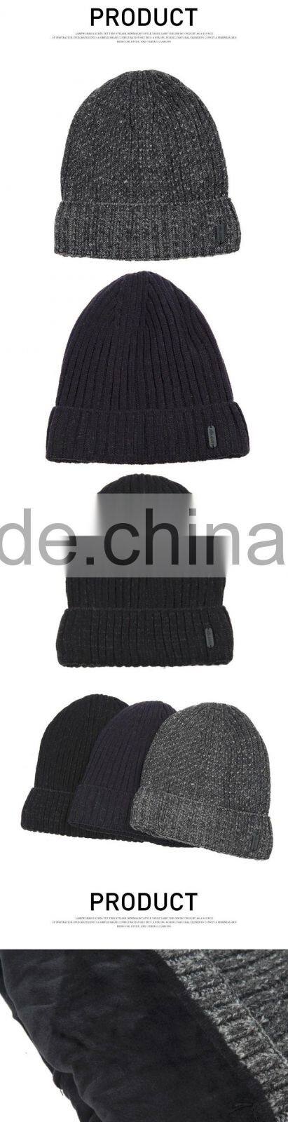 Leisure Design Mens Solid Grey Color Winter Knitted Dobby Hats And Cap