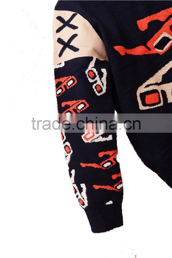 Fashion Glasses Child Jacquard Sweater Knitting Patterns Children Pullover