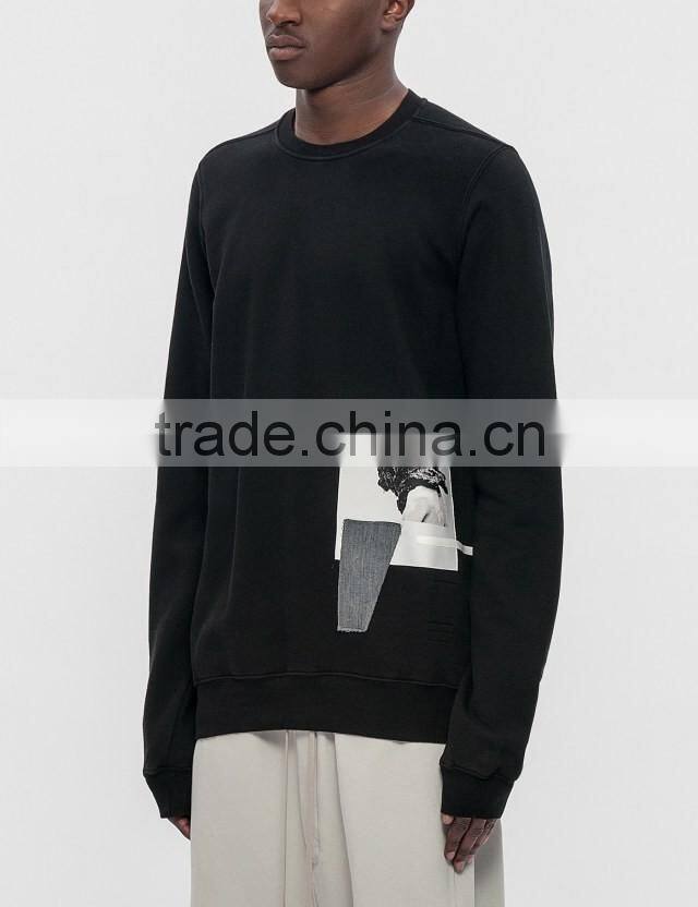 2017 wholesale high quality mens plain pullover spring sweatshirt hoody without hood