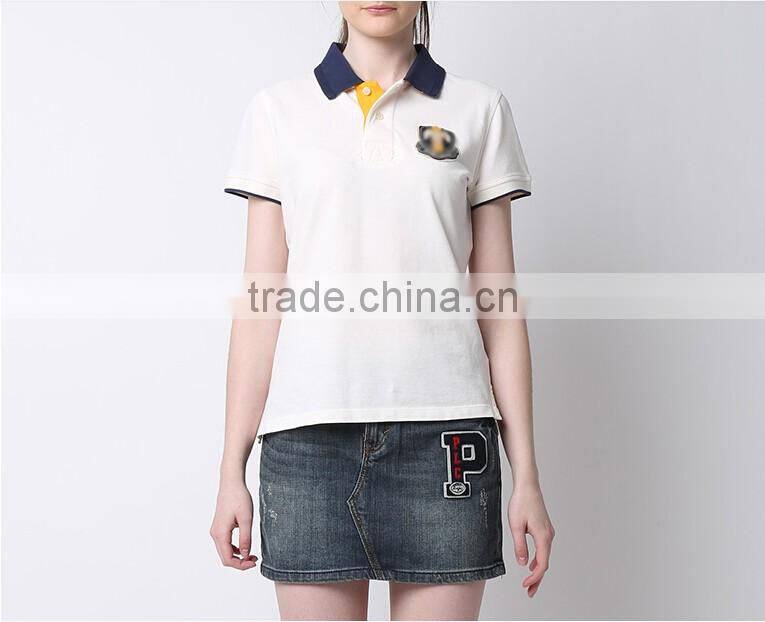 2016 school uniform design color combination polo t shirt factory China for girls