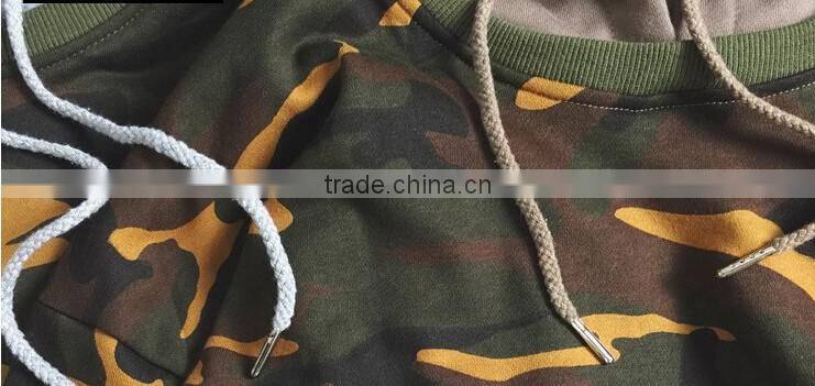 2017 Hip Hop Clothing 100% cotton Hoodie Fake Two Piece Camo T-shirt