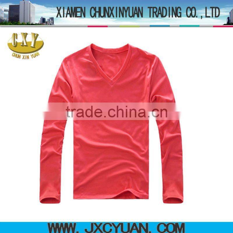 white blank t-shirt cotton spandex v-neck