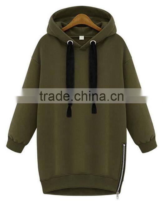2016 wholesale womens long pullover plain sweatshirt/hoodies