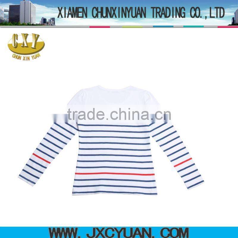 fashion navy stripe long sleeve t shirts for women and girls