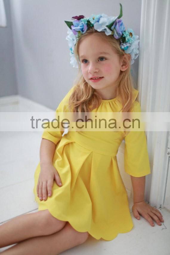 Three-quarter Sleeve Lotus Leaf Collar Skirt Frock Design Mother Daughter Matching Dress
