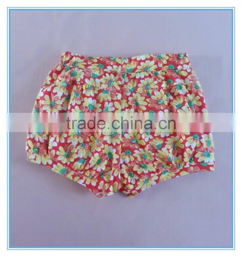 OEM factory price super comfortable 100%cotton fabric children girl's pants Stretch colorful pants flower printed pants trousers