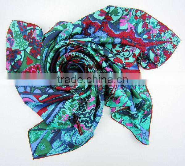 2014 Sprig Silk Scarf Custom Fashion Printed