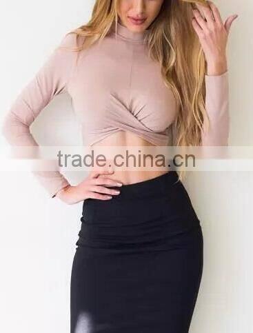 Runwaylover EY2229B ladies white long sleeve blank crop tops wholesale cheap