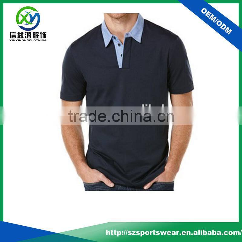Navy blue color mens Short sleeve 100% polyester Dry fit golf polo shirts