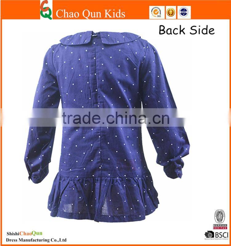 white polka dot fashion one piece girls party dresses with zip closure at back