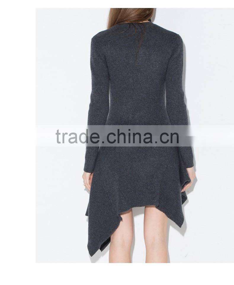 Women's autumn new arrival long sleeve knitted slim fit irregular bottom dress