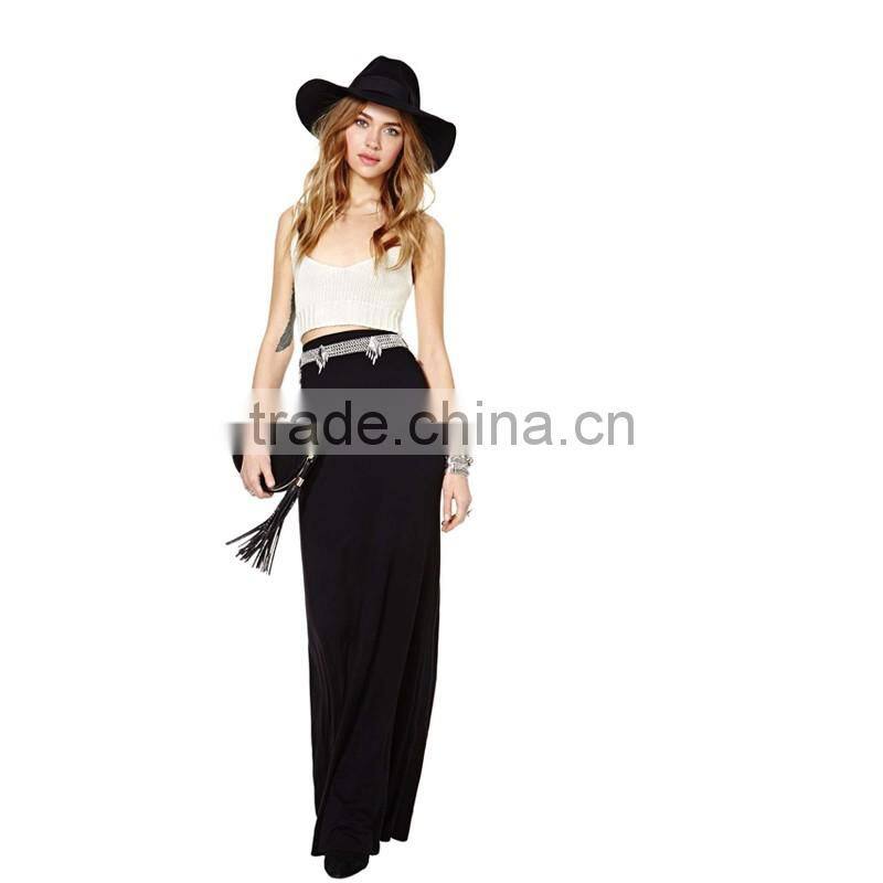 Guangzhou long black knitted cotton skirt models for women