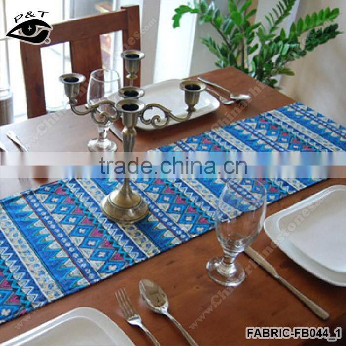 145CM Blue Printed Patterns Linen Fabric Wholesale Fabric