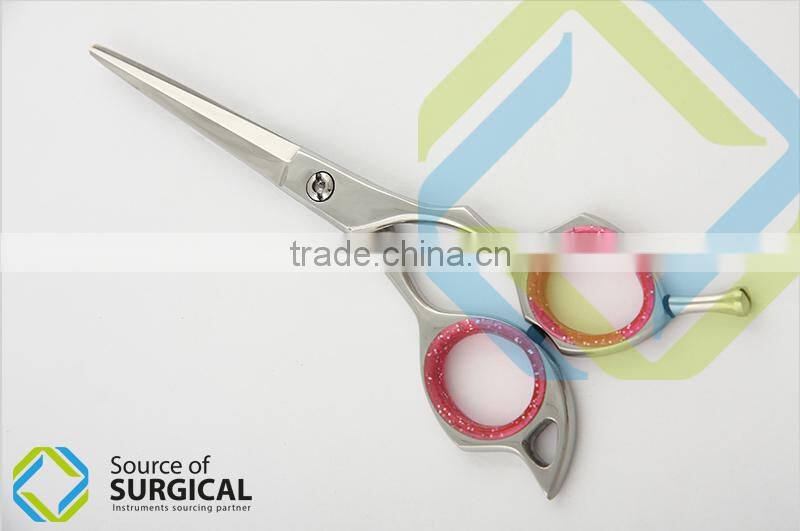 Made in Pakistan Regular Barber Scissors With Rubber Coating on Rings Red Color