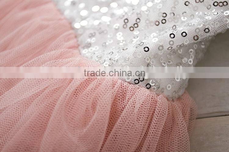 New arrival top quality silver children sequin dress girls M5070203