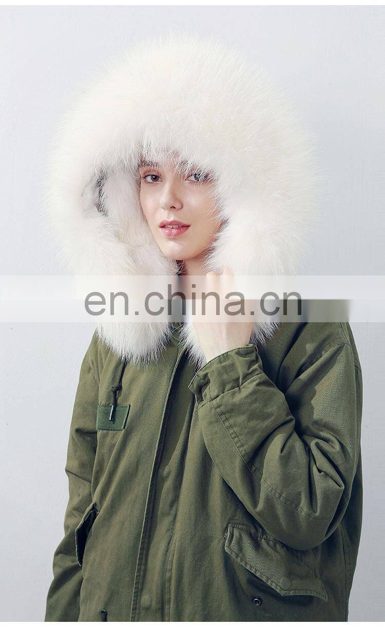 Black Parka London Style Parka Womens Colorful Fox Fur Lined Winter Parka for Girls