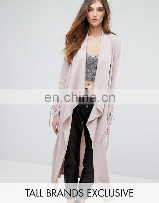 High Quality OEM Service Cheap Price Open Front 00% Polyester Women Dust Coat