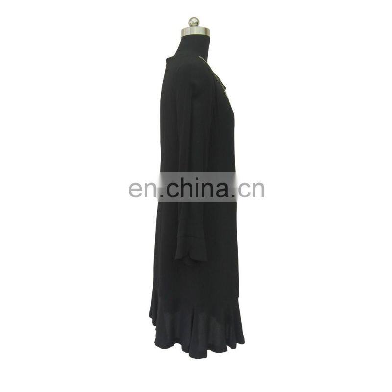 women elegant 3/4 sleeve black gashibo beaded dress