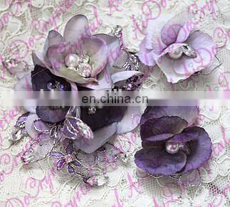Aidocrystal lilac lace flower rhinestone flower headband bridal fascinators