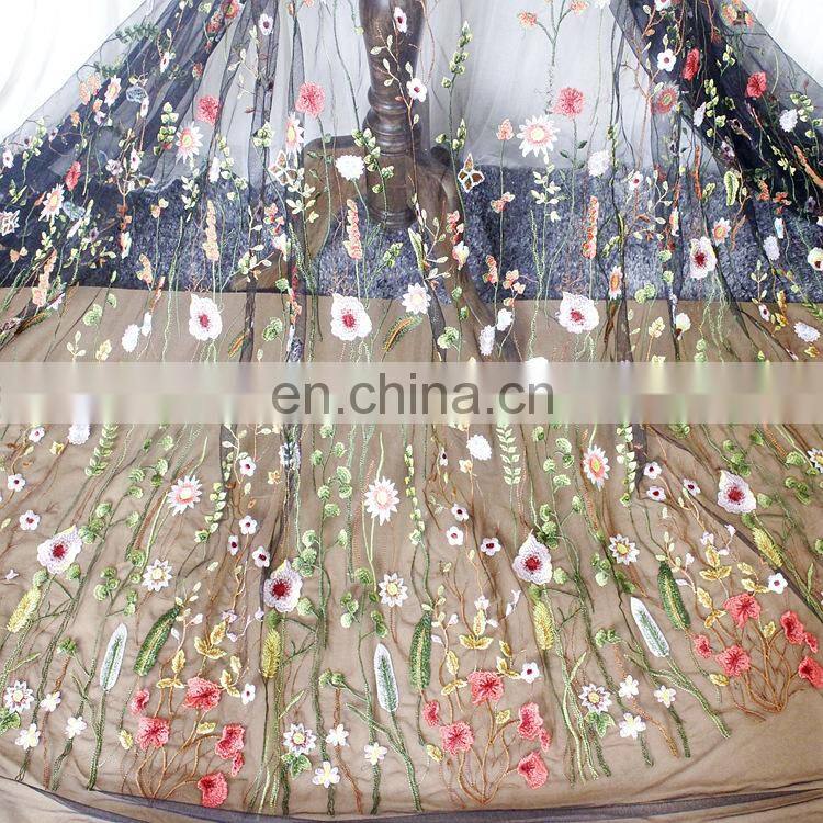custom colorful embroidery lace fabric for dress QX-06