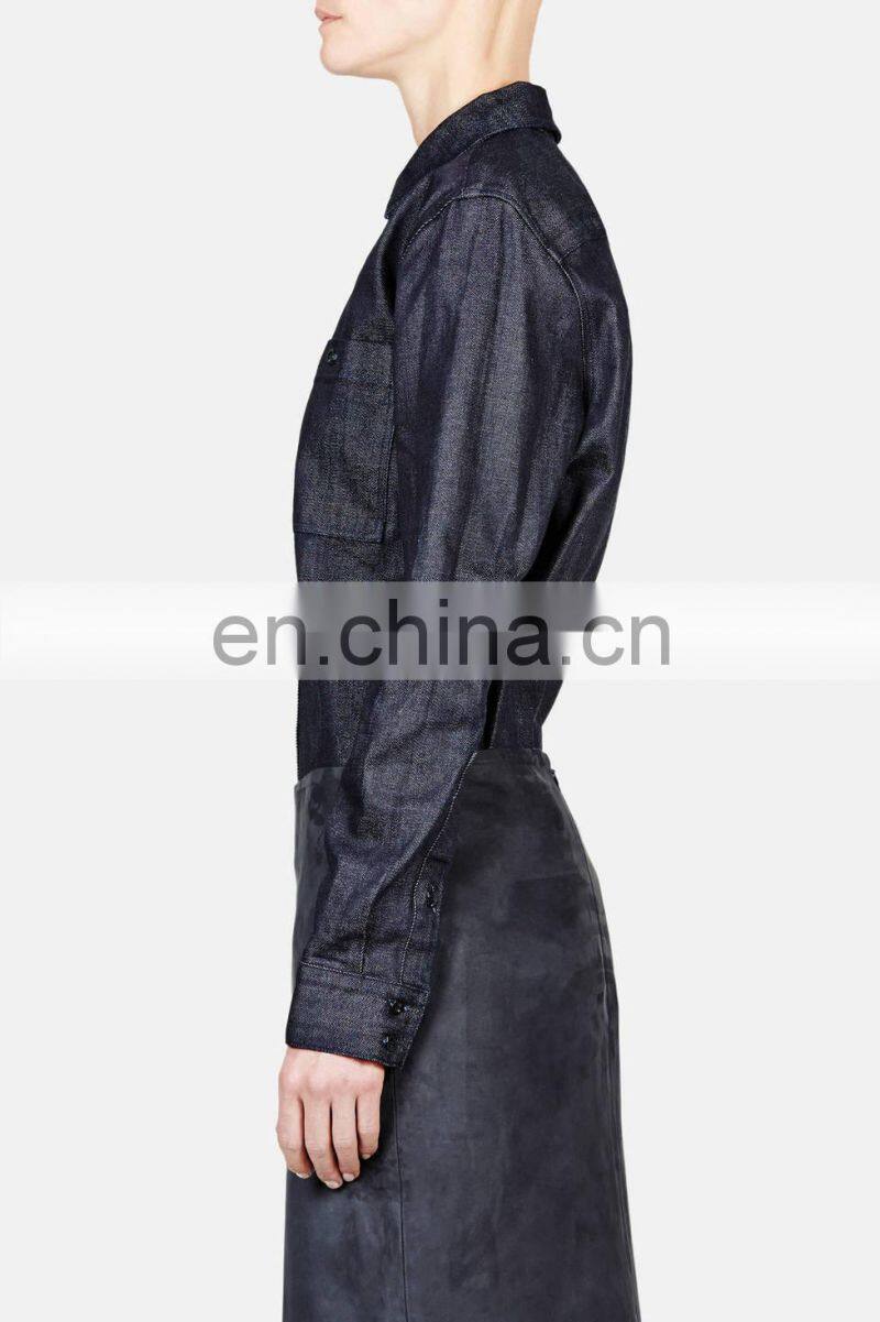 womens jeans shirts fashion dark navy denim shirts cotton shirts custom