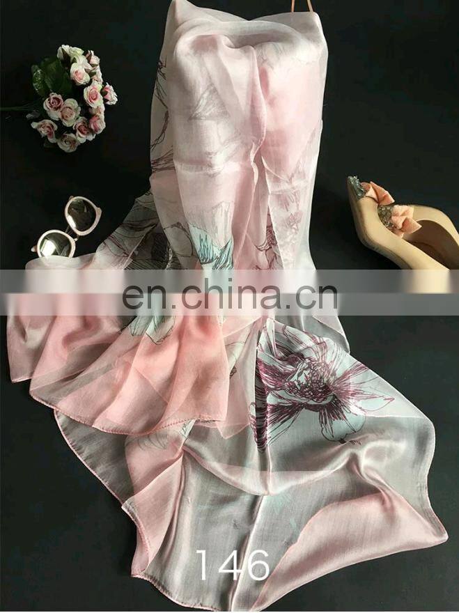 high quality feel soft pure silk scarf chinese scarf