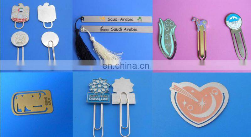 custom rectangle shape carved logo bookmark, saudi arabia national day paper clips for souvenir