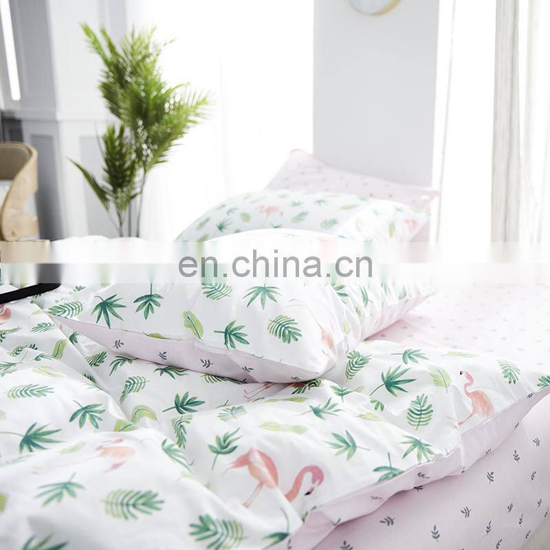 i@home Whole sale modern 100% cotton modern bedding sets linen sheets duvet cover with flamingo delicate pattern for living room