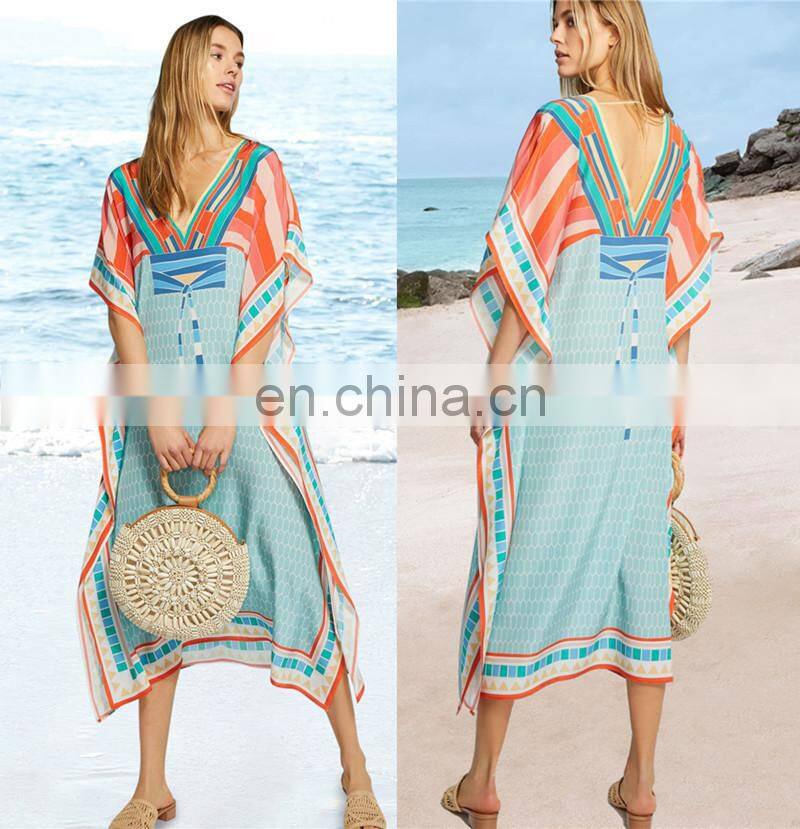 2019 Chiffon Beach Cover up Bathing suit for Women Pareo Beach Swim Cover up Saida De Praia Robe Plage Kaftan Beach Dress