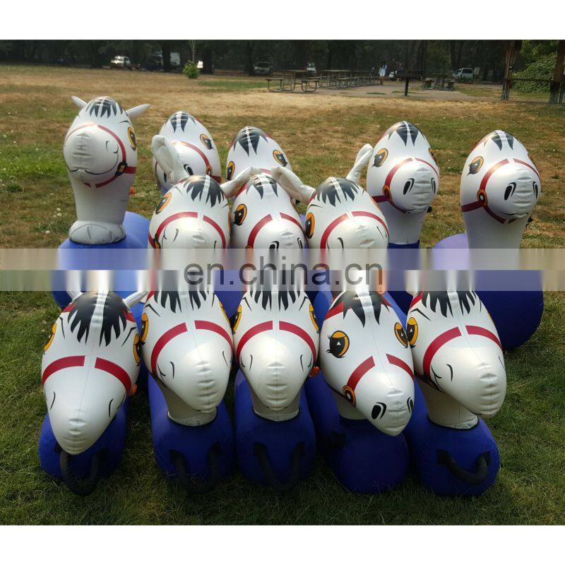 Portable Large Size Little Pony Hop Inflatable Bouncer Jumping Derby Inflatable Horse Riding Racing Toys For Sale