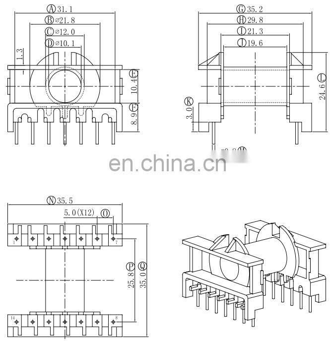 SMPS Transformer Bobbin Plastic Bobbin ETD2901