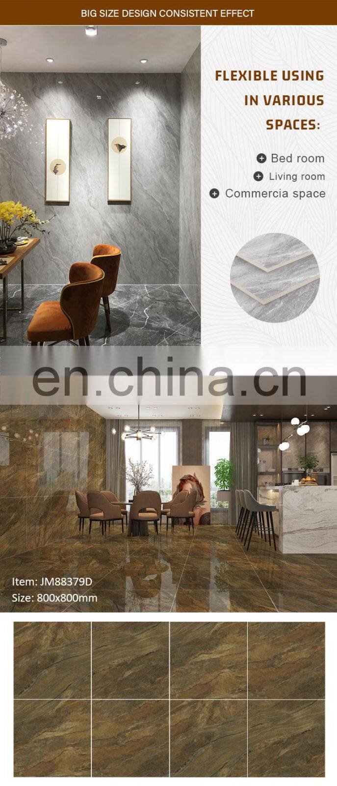 continuous pattern 800x800 grey high glossy marble polished floor tilescheap price JM88376D