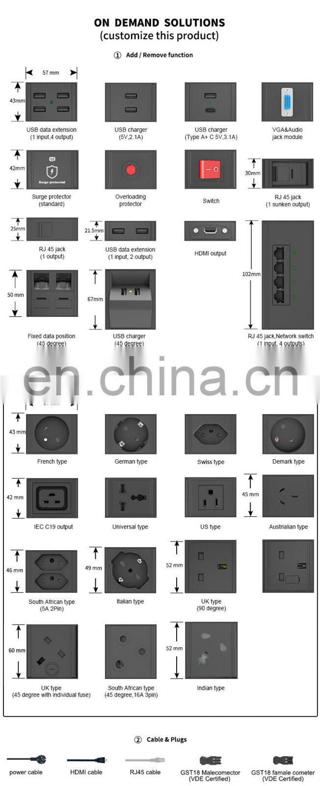 German Aluminium socket for Cabinet