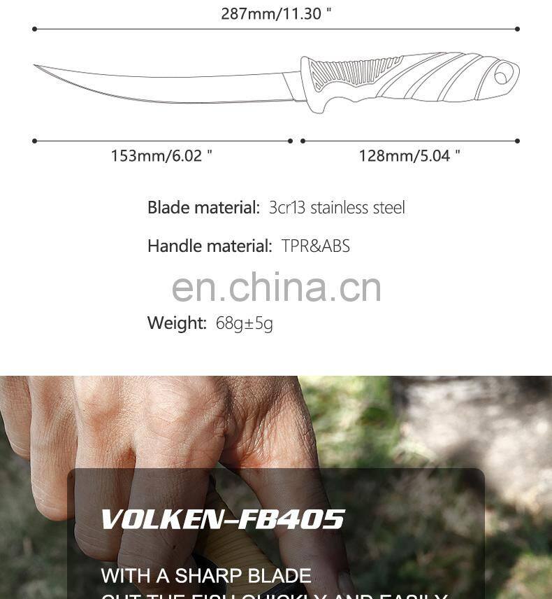 New TPR&ABS Fishing Knife Outdoor Camping Light Fish Fillet Knife with Black Coat and Scabbard Safety Fish Knife