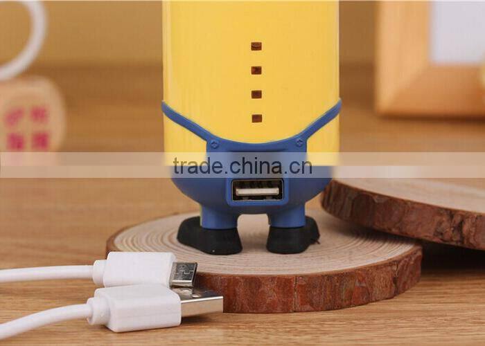 Cartoon minion usb port power bank 6600mAh power safe battery charger