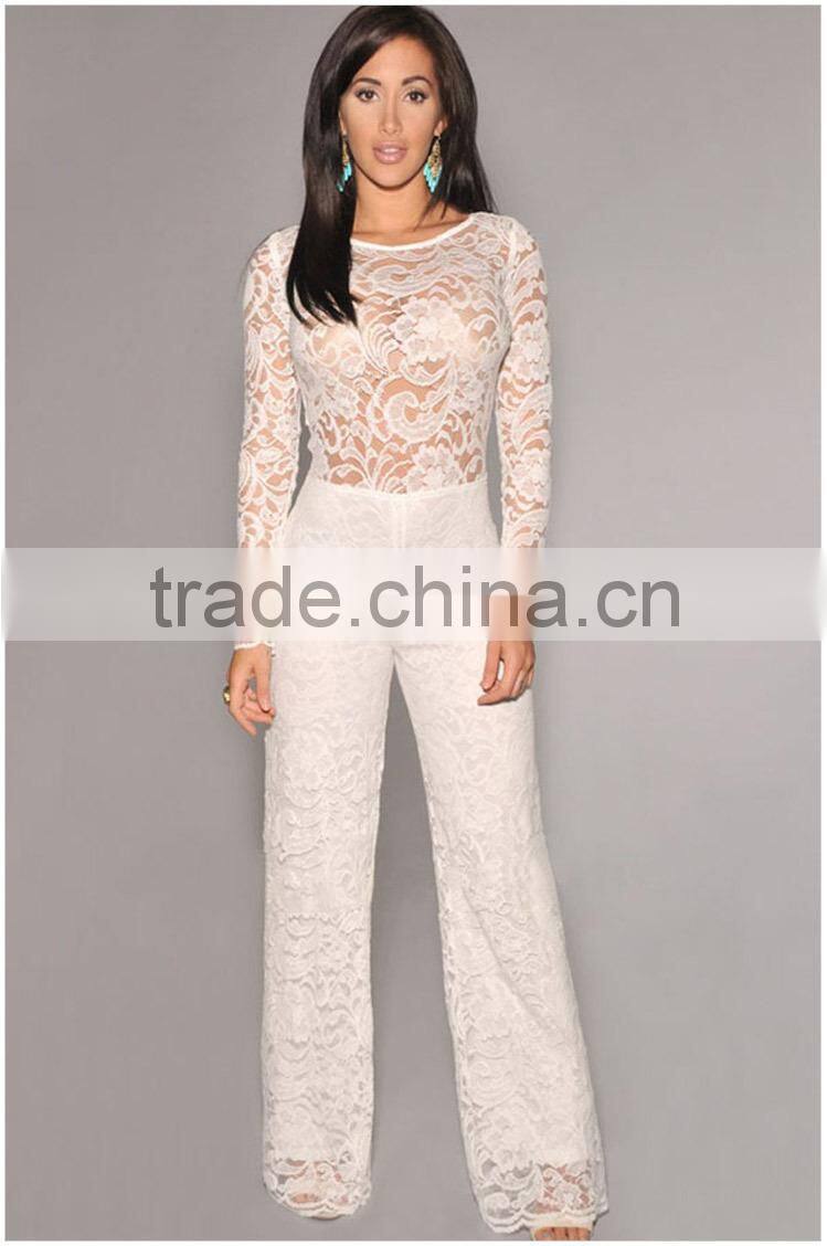 One Piece Women Playsuit Lace Sexy Perspective Jumpsuit