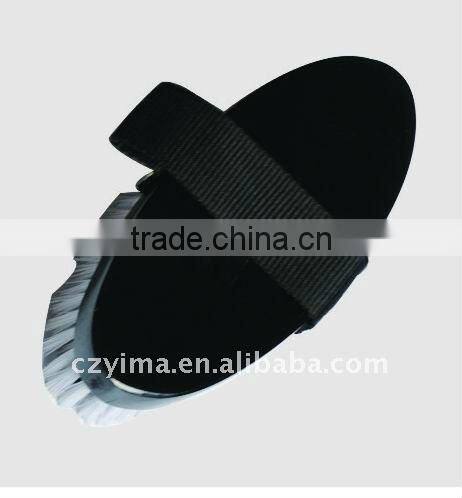 wooden back horse body brush with nylon strap for horse grooming