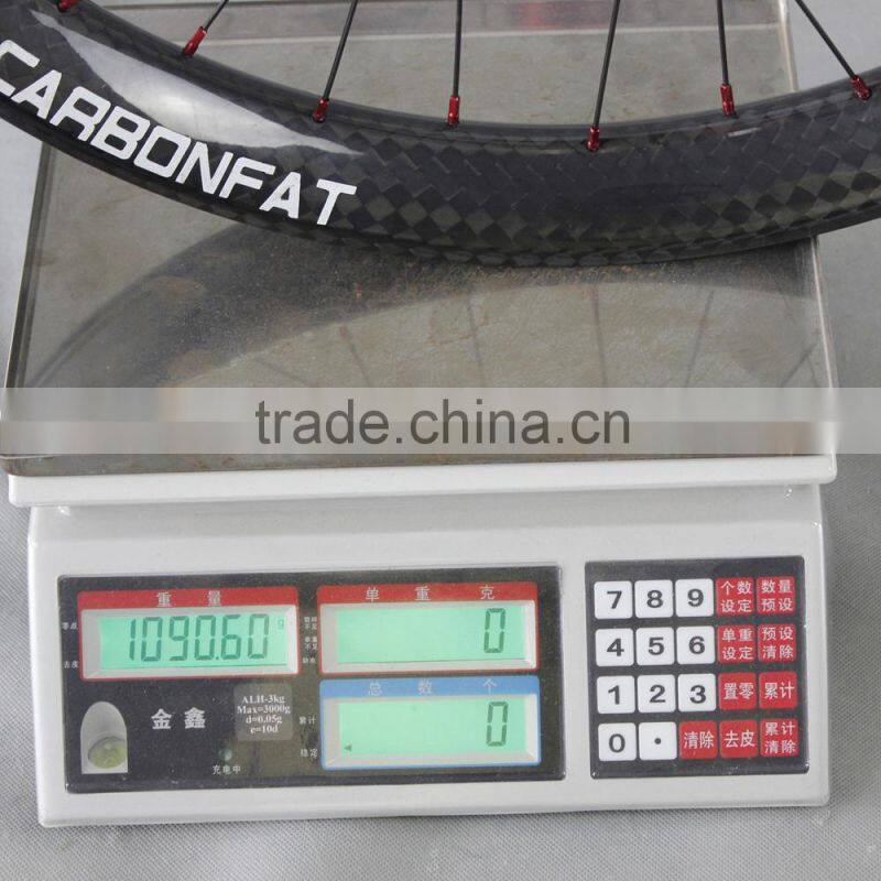 2015 ICAN BIKES 26er Carbon Fatbike Wheels 65mm width Thru Axle 32h Fat Bike Carbon Wheelset