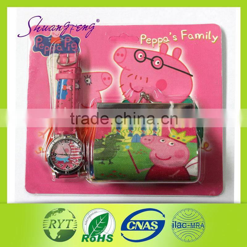 Alibaba express latest design quartz watch with wallet for kids