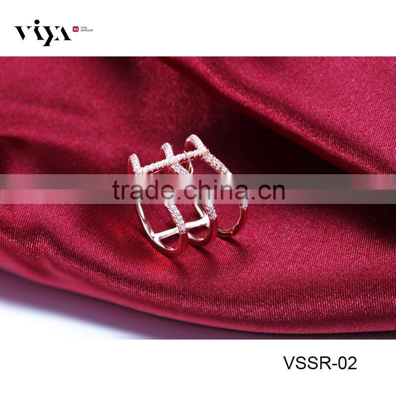 manufacturers wholesale 925 sterling silver cz design ring with PVD plating