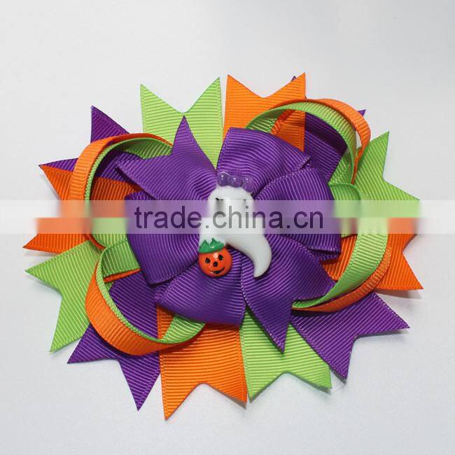 2015 children Halloween Hair Bow boutique Hair Bow accessory large thanks giving Bow With Clip CB-3380